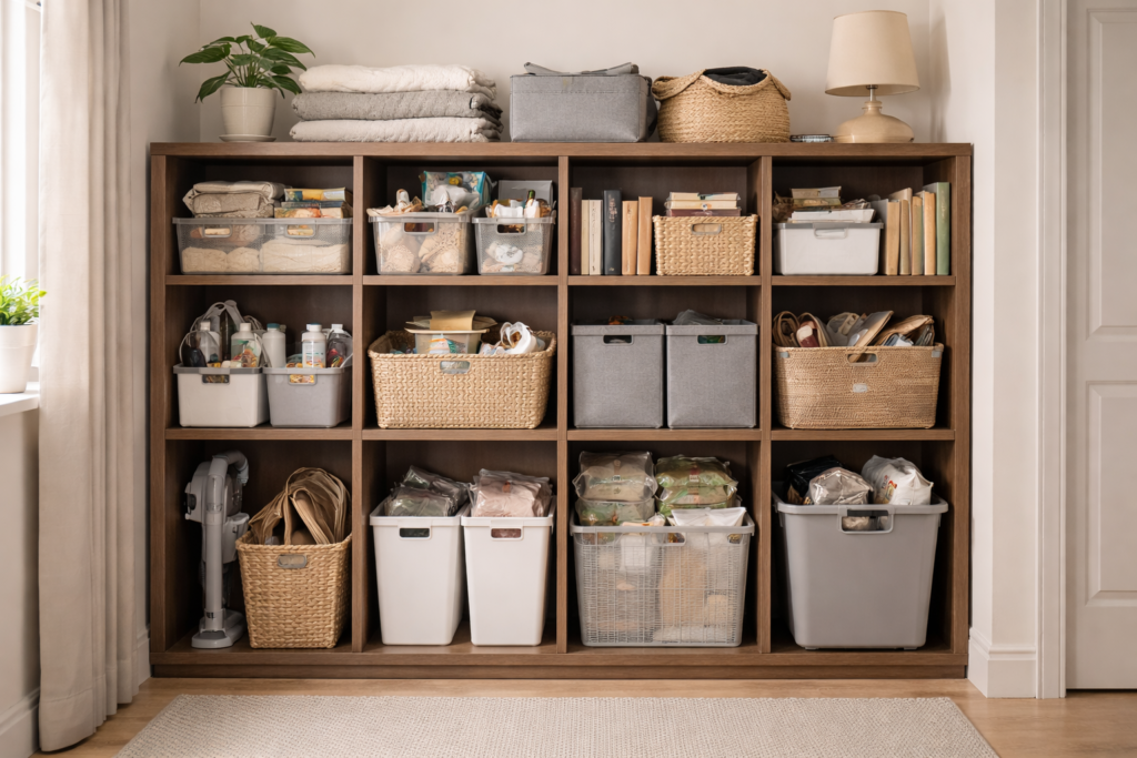 Household storage area becoming full over time with everyday items